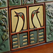 Sing Birds Symmetrische Art-Deco-Jugendstil-Wandde Fliese