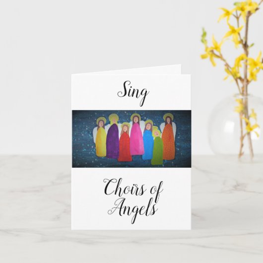 Sing Choirs of Angels Portrait Weihnachtskarte Karte (Gelbe Blume)