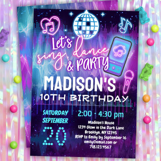 Sing, Dance & Party Girls Musik Geburtstagsfeier Einladung