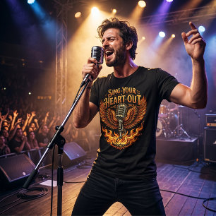 Sing dein Herz aus: Mikrofonflügel und Feuer Tri-Blend Shirt