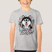 Sing es, Floofer! Kawaii Husky Howling Tri-Blend Shirt (Vorderseite)