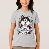 Sing es, Floofer! Kawaii Husky Howling Tri-Blend Shirt (Vorderseite)
