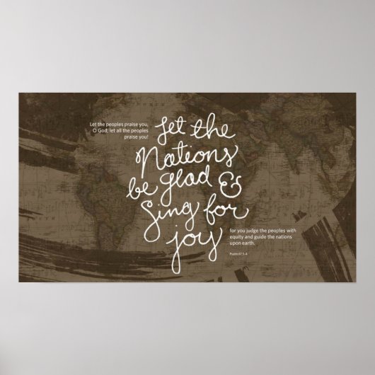 Sing for joy bible verse Psalm 67:3-4 Poster (Vorne)