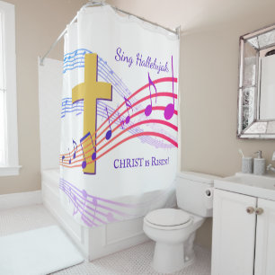 SING HALLELUJAH CHRIST IST RISEN Christlich Duschvorhang