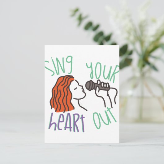 Sing & Heart Out Postkarte (Stehend Vorderseite)