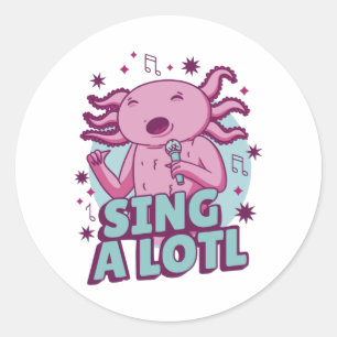 Sing im Lotto Axolotl Runder Aufkleber