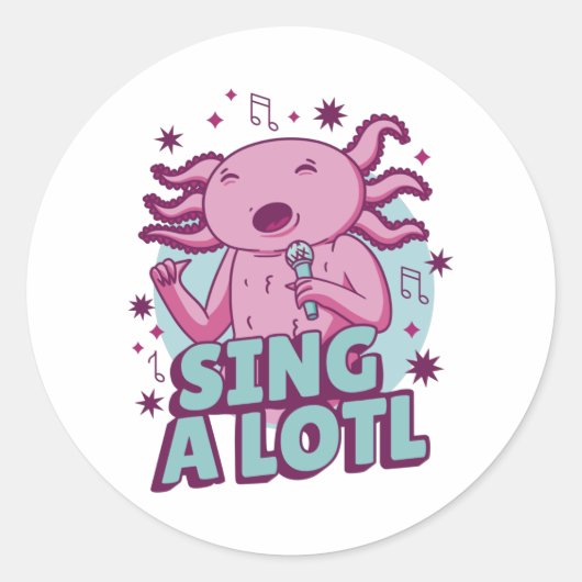 Sing im Lotto Axolotl Runder Aufkleber (Vorderseite)