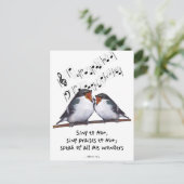 Sing Lob an Gott: Zwei Vögel, Musiknote, Kunst Postkarte (Stehend Vorderseite)
