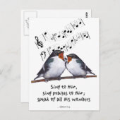 Sing Lob an Gott: Zwei Vögel, Musiknote, Kunst Postkarte (Vorne/Hinten)