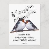 Sing Lob an Gott: Zwei Vögel, Musiknote, Kunst Postkarte (Vorderseite)