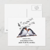 Sing Lob an Gott: Zwei Vögel, Musiknote, Kunst Postkarte (Vorne/Hinten)