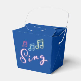 Sing Neon Musiknoten auf Blue Geschenkschachtel