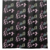 Sing Neon Musiknotens Duschvorhang (Vorderseite)