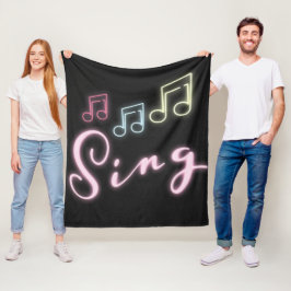 Sing Neon Musiknotens Fleecedecke