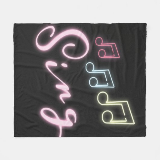 Sing Neon Musiknotens Fleecedecke (Vorderseite (Horizontal))