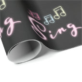 Sing Neon Musiknotens Geschenkpapier (Rolleneckpunkt)