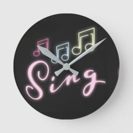 Sing Neon Musiknotens Runde Wanduhr