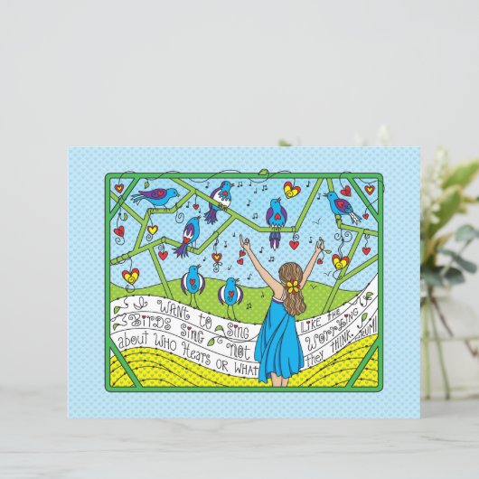 Sing wie die Vögel Sing_Flat Papier Blatt 11"x8.5" (Stehend Vorderseite)