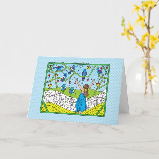 Sing wie die Vögel Sing_Greeting-Karte Karte (Gelbe Blume)