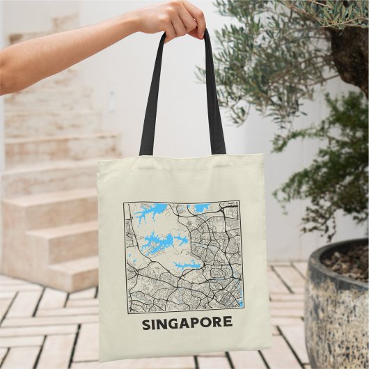 Singapore City Map Tote Bag Tragetasche