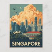 Singapore city retro Skyline Postkarte (Vorderseite)