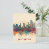 Singapore city retro Skyline Postkarte (Stehend Vorderseite)