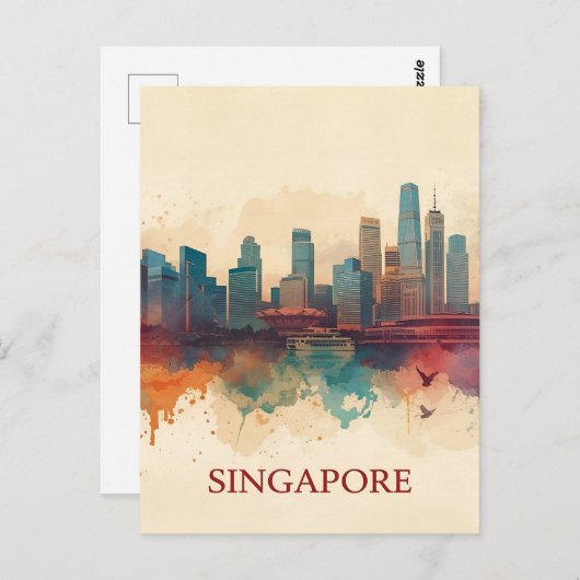 Singapore city retro Skyline Postkarte (Vorne/Hinten)