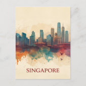 Singapore city retro Skyline Postkarte (Vorderseite)