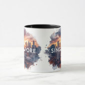 Singapore city retro watercolor Skyline Tasse (Zentrum)