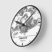 Singapore Clock City Line Art Runde Wanduhr (Winkel)