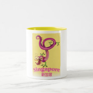 Singapore Dragon Vintages Urlaubspopster Zweifarbige Tasse