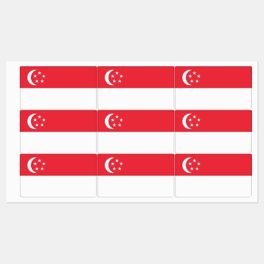 Singapore Flag Etiketten (Blatt)