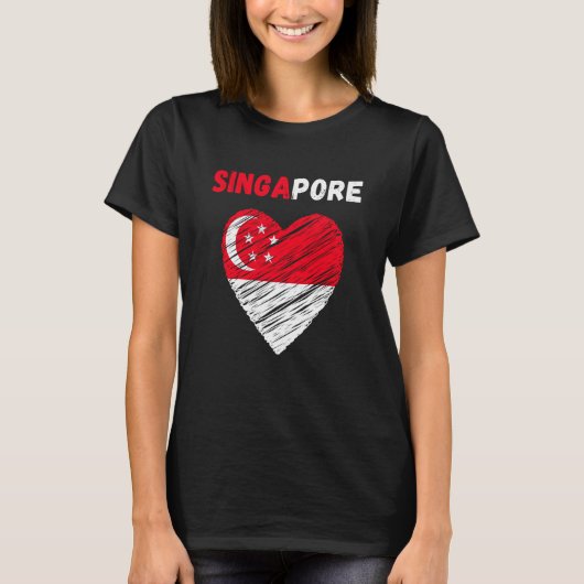 Singapore Flag Holiday Singapore Heart Singaporean T-Shirt (Vorderseite)