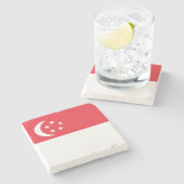 Singapore Flag Steinuntersetzer (Seitenansicht)