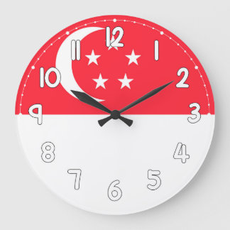 Singapore Flag Wall Clock – Patriotic Singaporean Große Wanduhr