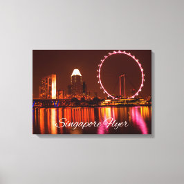 Singapore Flyer Wheel bei Nacht mit Skyline-Leinwa Leinwanddruck