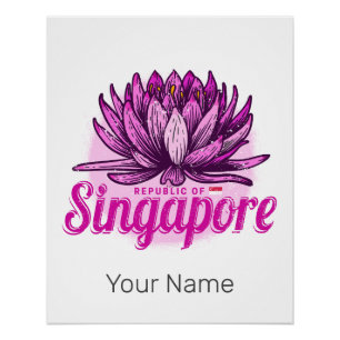 Singapore-Lotus-Flag-Vintage-Urlaubs-Souvenir Poster