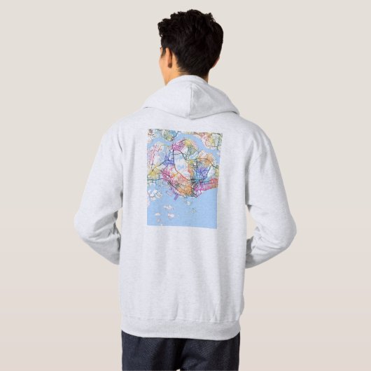 Singapore Map Hoodie (Schwarz voll)