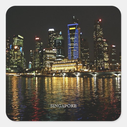 Singapore Night Lights Plate Quadratischer Aufkleber (Vorderseite)