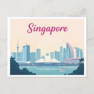 Singapore Pastel Travel Design Postkarte