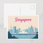 Singapore Pastel Travel Design Postkarte (Vorne/Hinten)