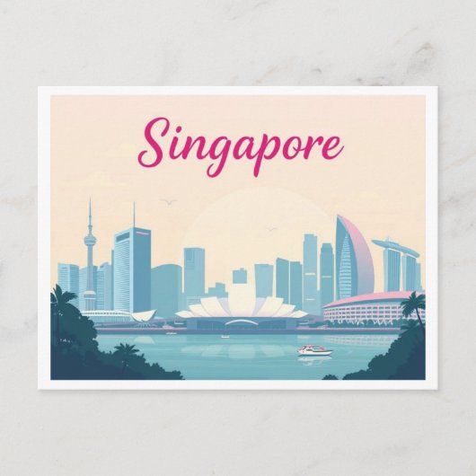 Singapore Pastel Travel Design Postkarte (Vorderseite)