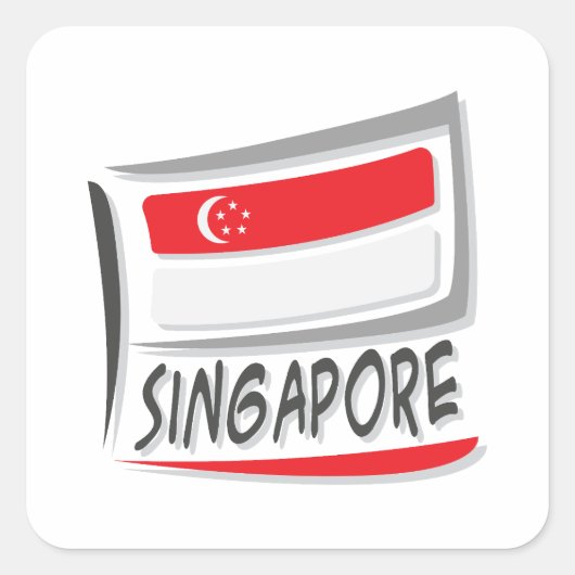 Singapore Pride X Flag Quadratischer Aufkleber (Vorderseite)