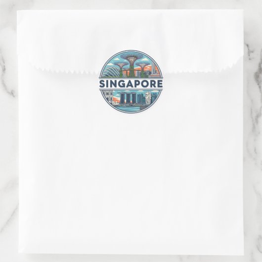 Singapore Runder Aufkleber (Tasche)