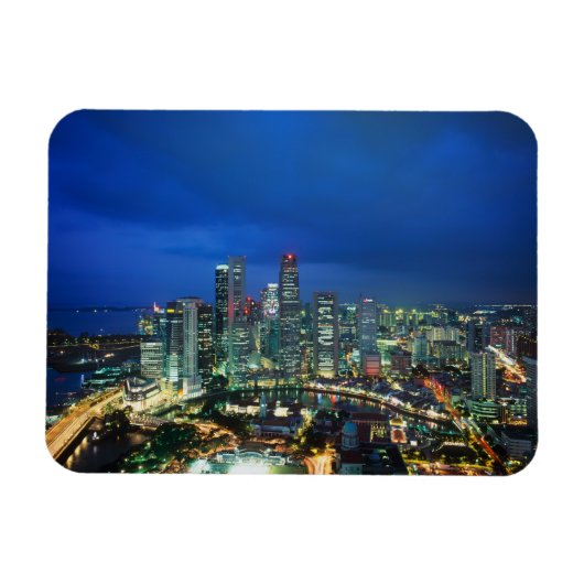 Singapore Skyline bei Nacht, Singapur Magnet (Horizontal)