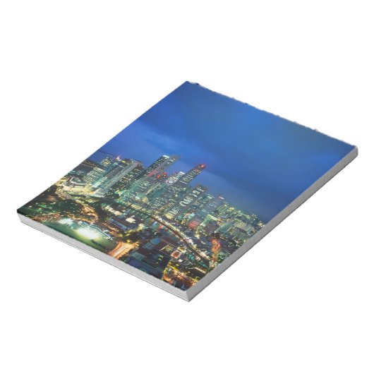 Singapore Skyline bei Nacht, Singapur Notizblock (Rotiert)