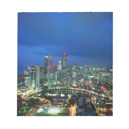 Singapore Skyline bei Nacht, Singapur Notizblock (Vorderseite)