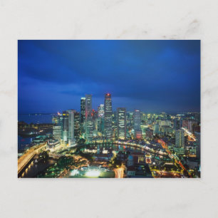 Singapore Skyline bei Nacht, Singapur Postkarte