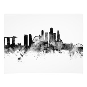 Singapore Skyline Black White Fotodruck