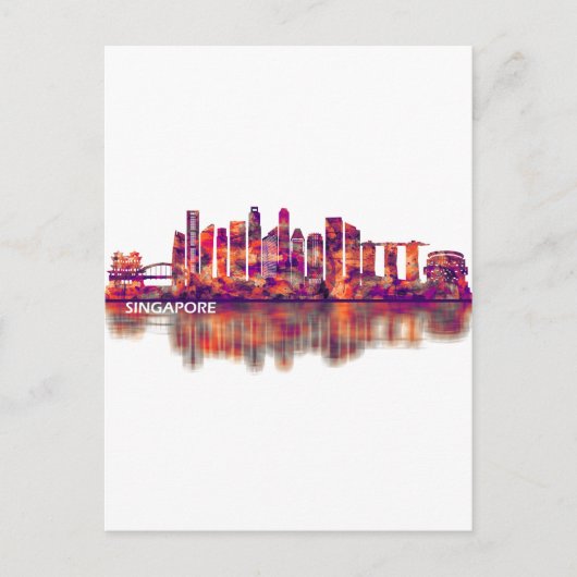 Singapore Skyline Feiertagspostkarte (Vorderseite)